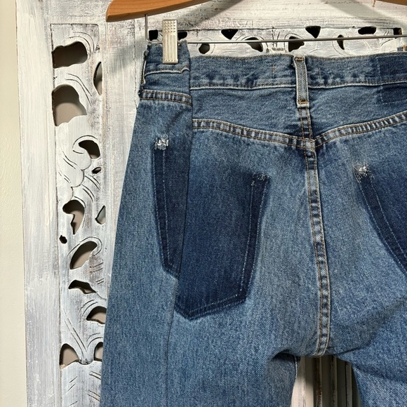 NWT EB Denim Split Hem OGs Vintage Blue 501 Up Cycled High Waist Jeans - Picture 11 of 16